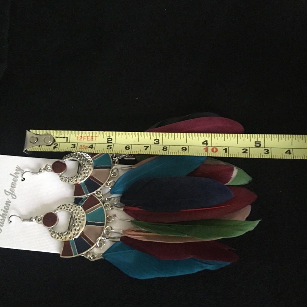 Native Style Multi Color Feather Earrings - Picture 6 of 7